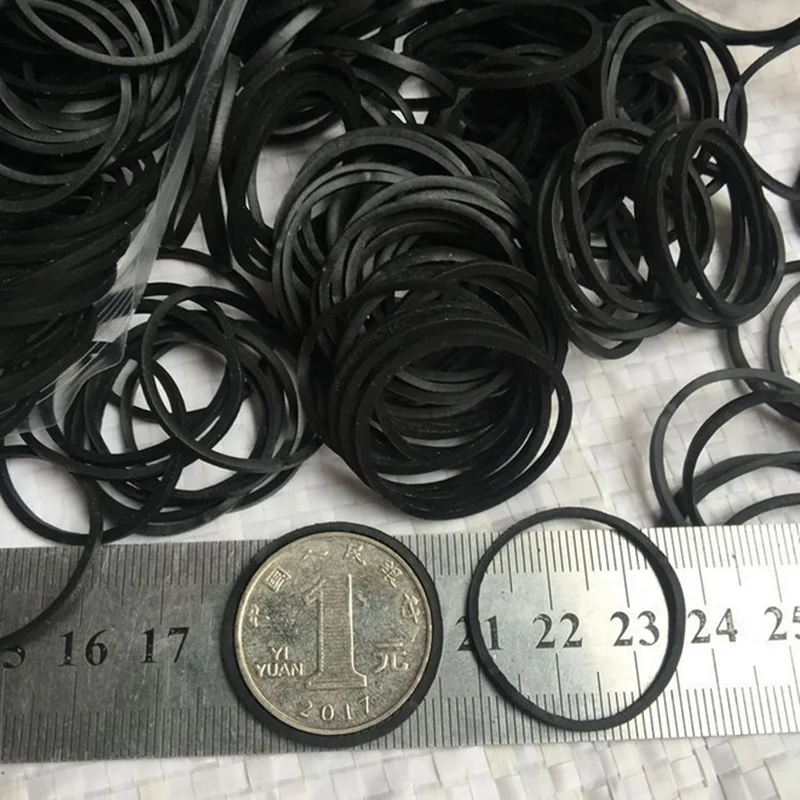 1000Pcs Rubber Band Black Elastic Bands for Office School Home Strong Elastic Hair Band Loop Office Supplies 25*14mm/38*14mm