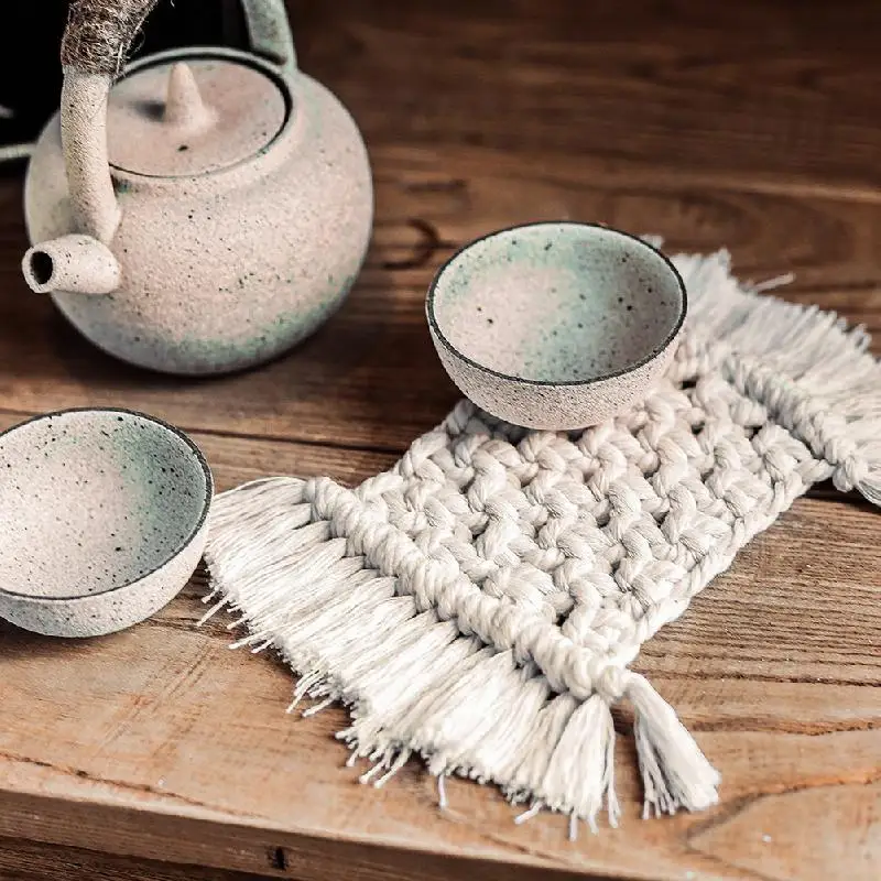 

Hand-woven Lace Coaster Non-slip Insulation Pad Reusable Suitable For Cups Glasses Unique Design Table Coffee Mug Cup Coasters