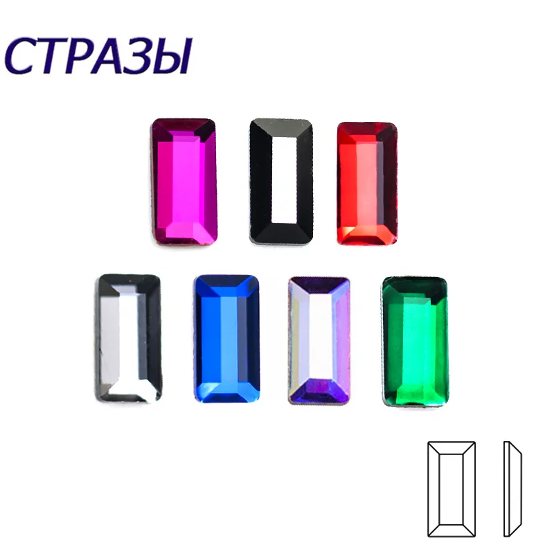 

100 шт., прямоугольные Блестящие Стразы для ногтей, 2,5x5 мм