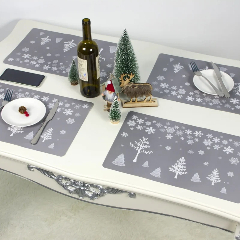 Рождественская салфетка под приборы Набор 6 подстилок и 6 подставок зимняя столовая коврик для кухонного стола праздничные украшения дома