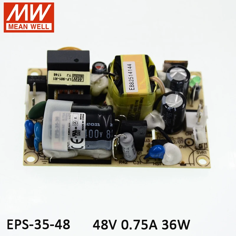 MEAN WELL EPS-35-48 36W Industrial Open Frame Switching Power Supply 110V/220V AC to 48V DC 0.75A Circuit Board PCB power unit |
