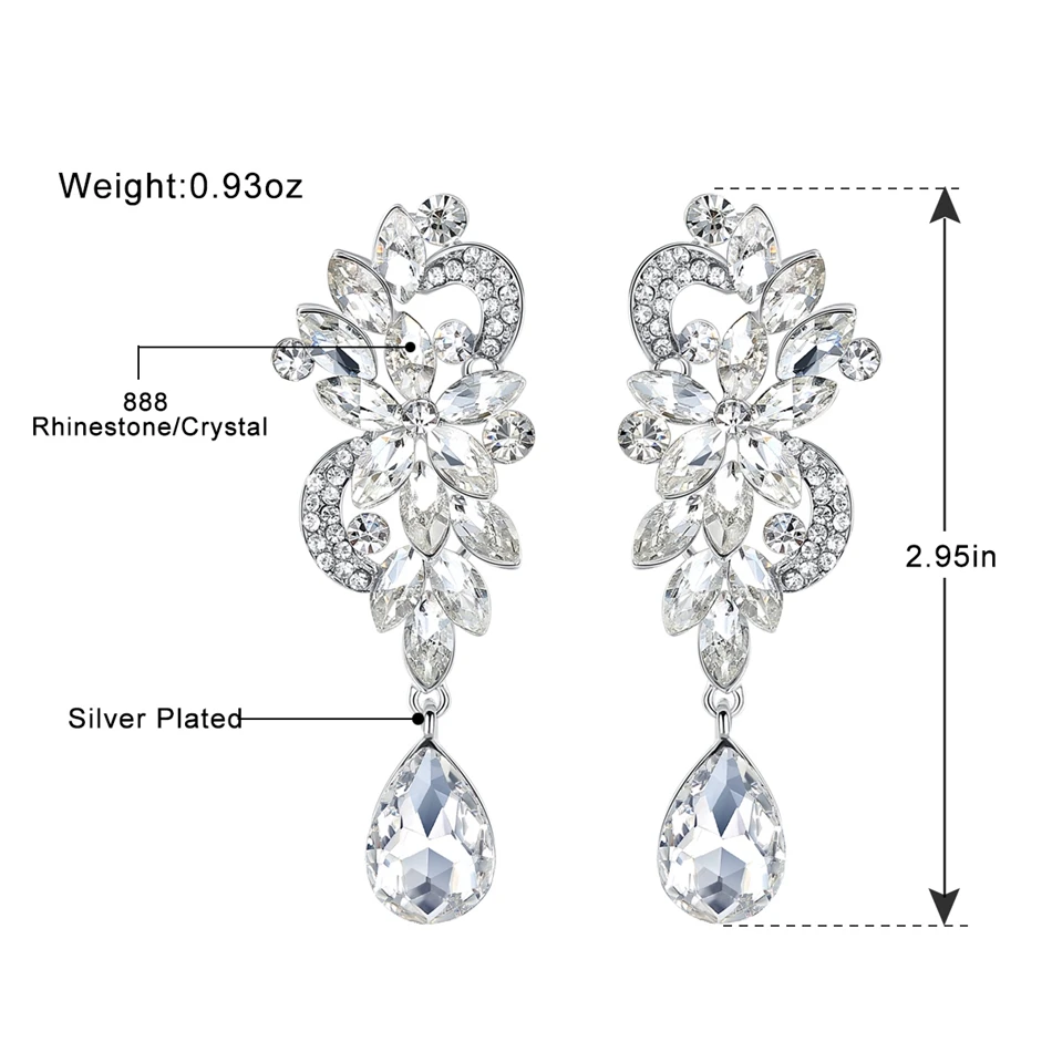 Mecresh роскошное кристаллическое украшение «конский глаз» свадебные серьги для женщин серебристый лист Свадебные висячие серьги Модные ювелирные изделия EH946