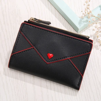

Fashion Small Wallet Card Holder For Women 2020 PU Leather Short Wallets Splicing Color Zipper Key Clutch Money Bag