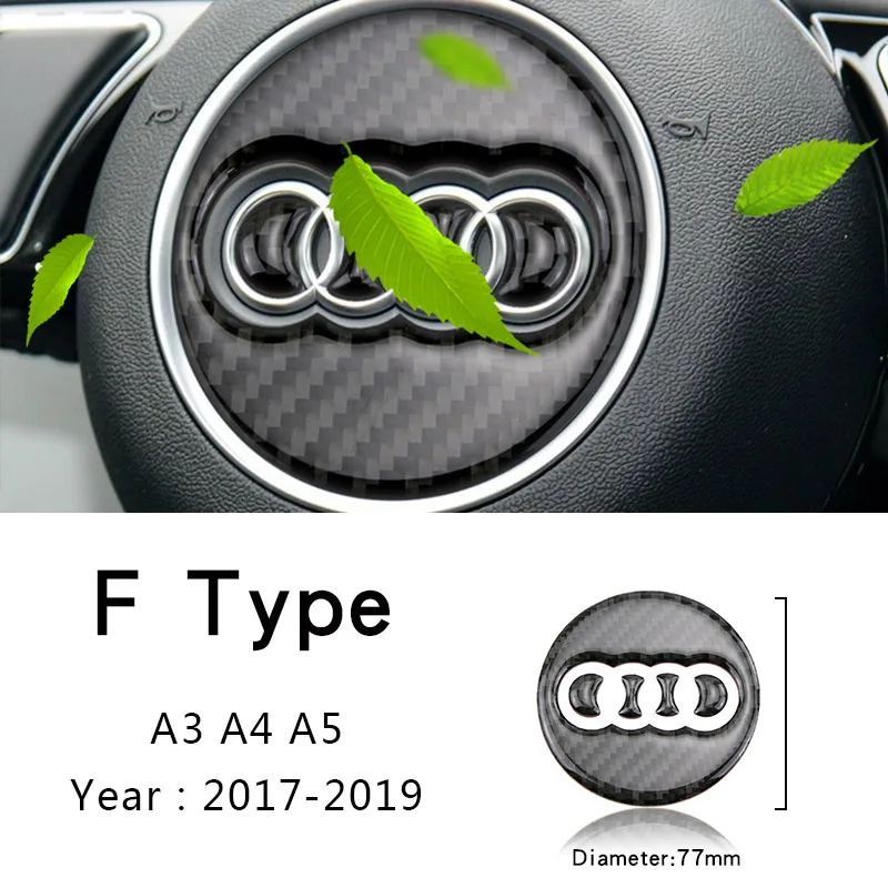 F Type Carbon Fiber Steering Wheel Emblem 3D Stickers Car Styling Accessories For Audi A1 A3 A5 A4 A6 A7 A8 S3 S4 S5 S6 S7 Q3 Q5 Q7 TT - Color Name: F Type