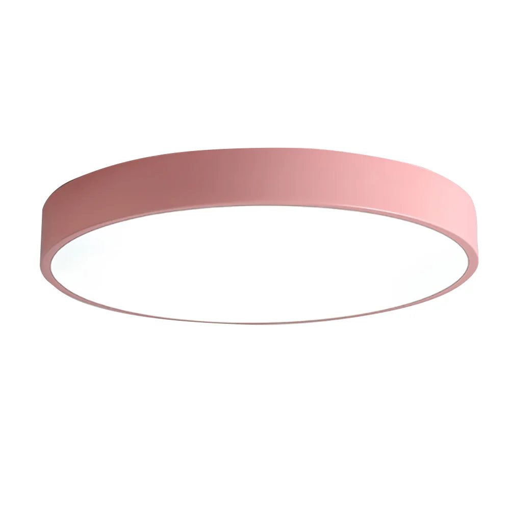 Macaron Pink Round Светодиодный потолочный светильник современная лампа для гостиной светильник для спальни кухни поверхностное крепление скрытая панель Пульт дистанционного управления - Цвет корпуса: Macaron Pink Round