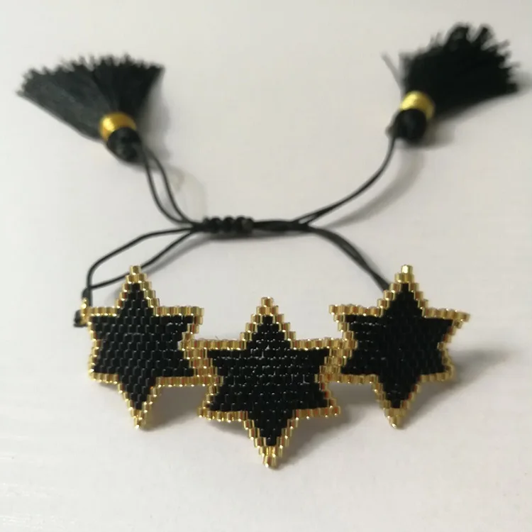 SHINUSBOHO модные браслеты с красной звездой MIYUKI для женщин, браслеты с кисточками, браслеты с узором в виде сердца, мужские ювелирные изделия, подарок для влюбленных - Окраска металла: MC-B0049B