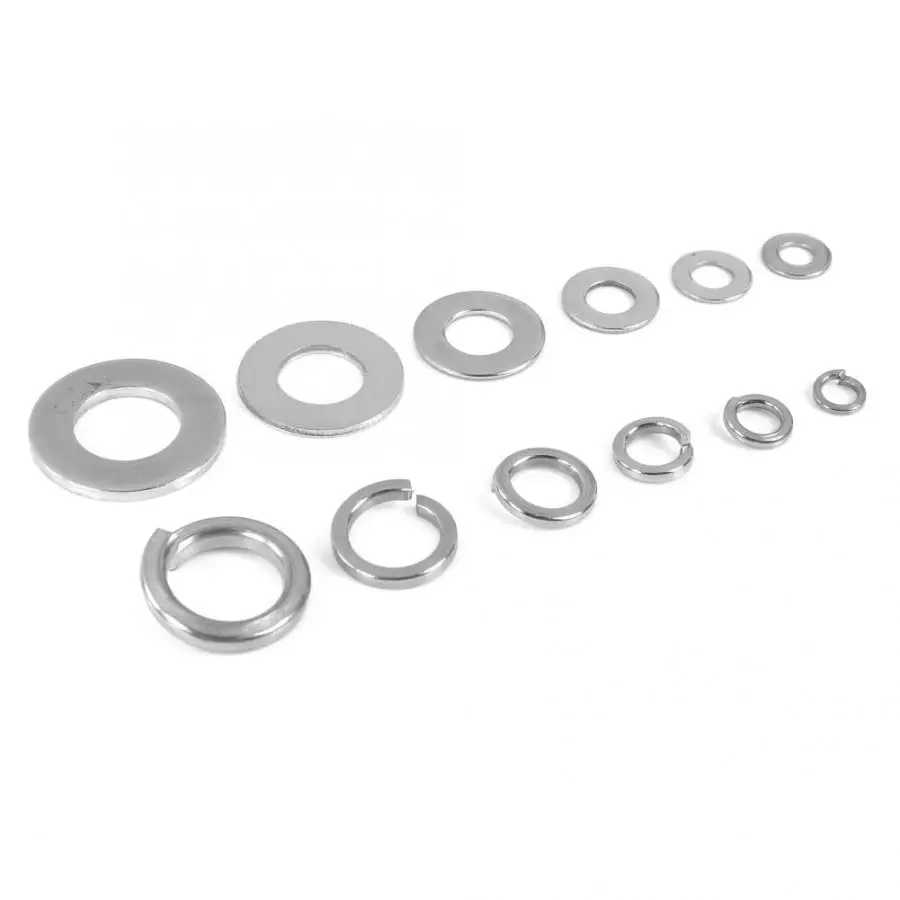 790Pcs M4/M5/M6/M8/M10/M12 Washer Stainless Steel Round Flat/Spring Washer Assortment Kit