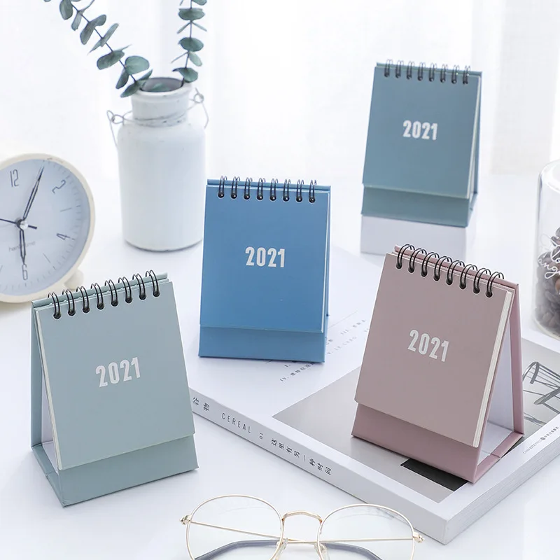 

2021 Simple Morandi mini Desktop Paper simple Calendar dual Daily Scheduler Table Planner Yearly Agenda Organizer