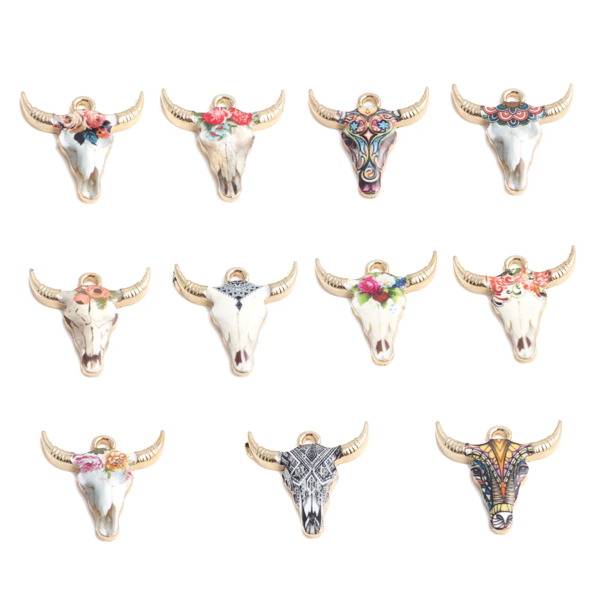 

DoreenBeads Cow Charms Zinc Based Alloy Multicolor Enamel Charms Animal Pendants Gold Color 22* 21mm For DIY Making, 10 PCs