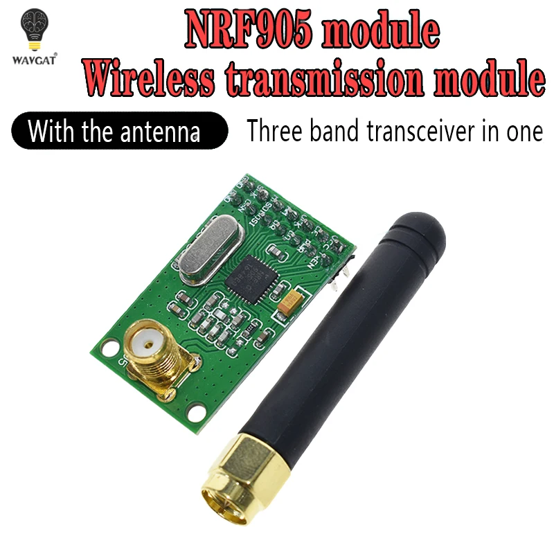 Placa nf905se do receptor do transmissor sem fio do módulo do transceptor de wavgat nf905 com antena fsk gmsk 433 868 915 mhz