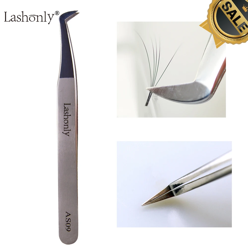 Пинцет для ресниц Lashonly AS09 объемный 3D 6D наращивания лучшее качество легкая