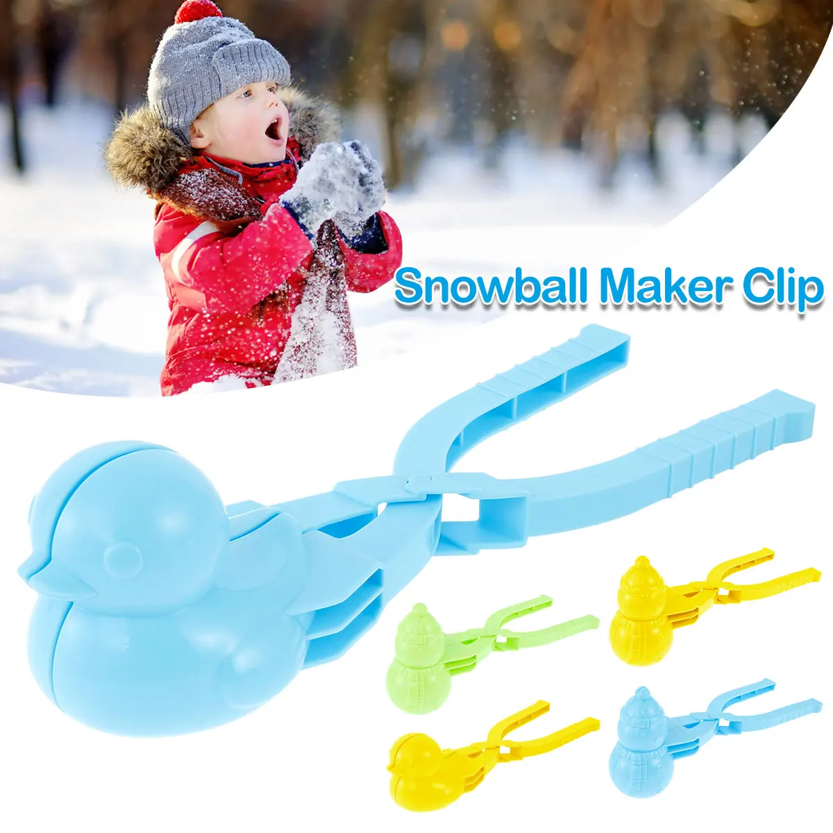 Random Color Snowball Maker Football Shape Snowball Clip Winter Outdoor Play Snow Sand Scoop Toy for Kids and Adults Fast Making Snowballs