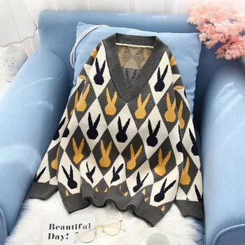 

knitted v-neck women sweater and pullovers thicken warm lady elegant pulls outwear coat tops
