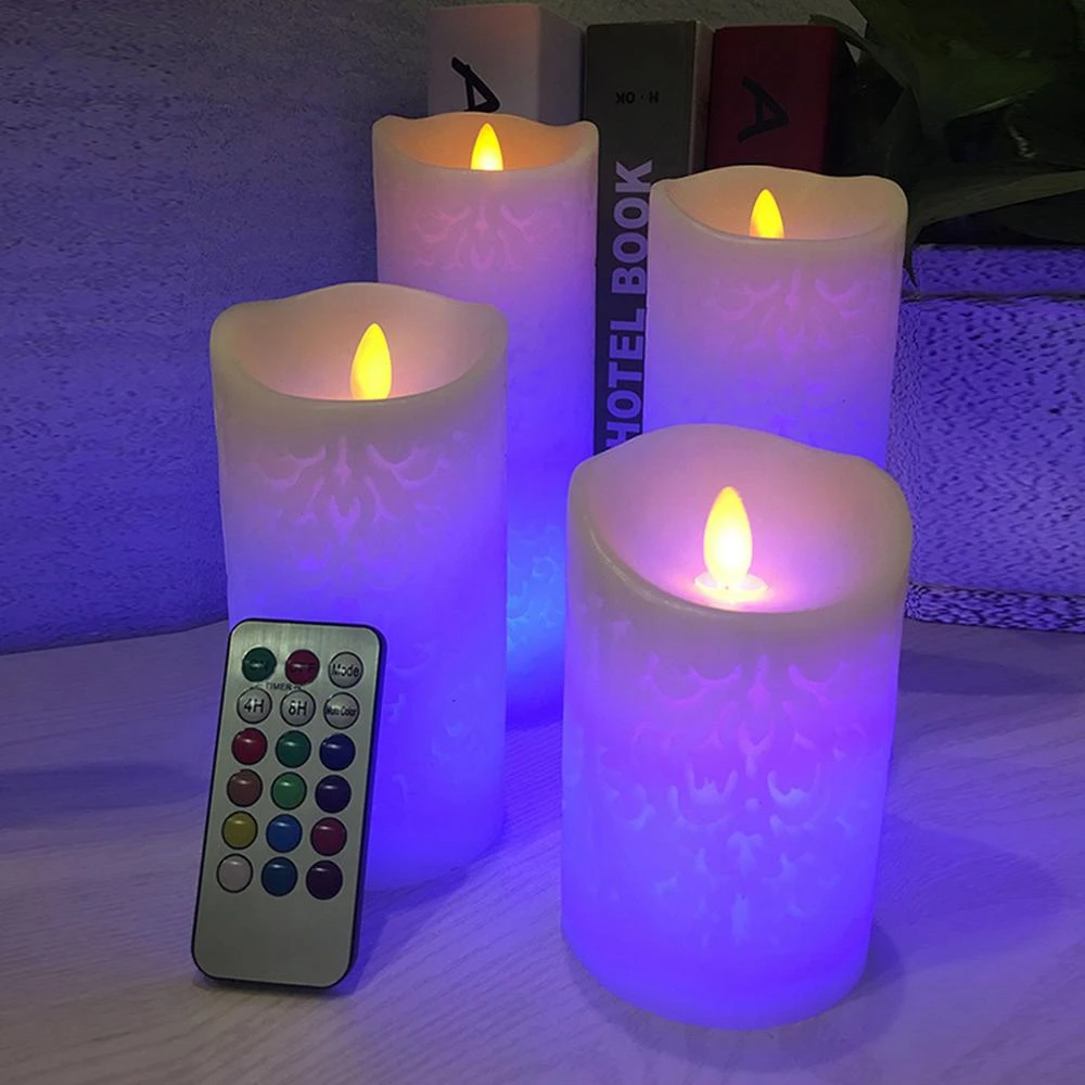 Flamme De Bougie Qui Bouge Sans Vent Chandelle LED en flamme dansante, 3 pièces, lumière de bougie sans flamme  RGB cire de paraffine avec télécommande | AliExpress