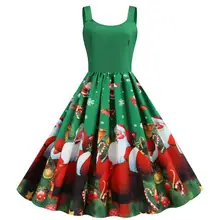 

New Autumn Dress Christmas Sleeveless Printed Waist Waist Slim Sexy Sling Strap Dress Christmas Party Clothing Ladies Dress