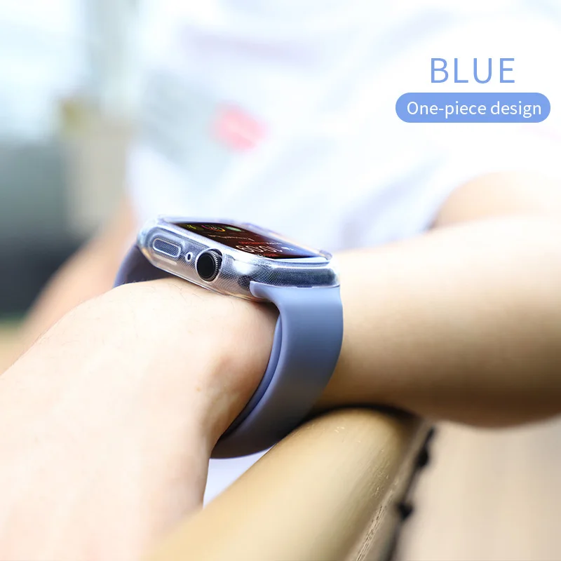 Hoco мягкий силиконовый ремешок для apple watch+ чехол 38 мм 42 мм 44 мм 40 мм спортивный браслет резиновый ремешок для apple watch 5 4 3 - Цвет: Blue
