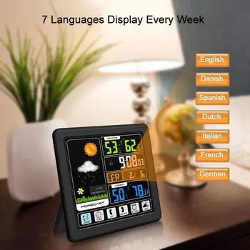 

TS-3310 Thermometer Clock Wireless Weather Station Digital Alarm Clock Full Touch Screen Indoor Humidity Wake Up Projector