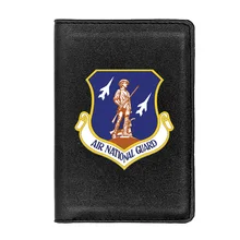 

USA Air National Guard Passport Cover Leather Men Women Slim ID Card Holder Pocket Wallet Case Travel Accessories