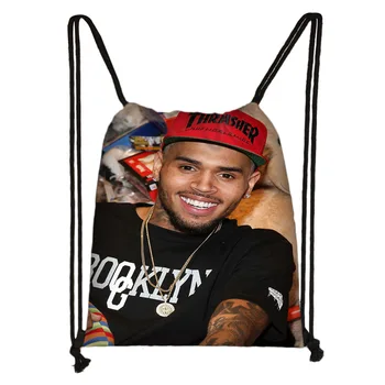 

Custom Chris Brown Drawstring Bag Daypack Kids Satchel Casual Backpack Teenager Storage Bag Women Men 32x38cm*18-1031-02-42
