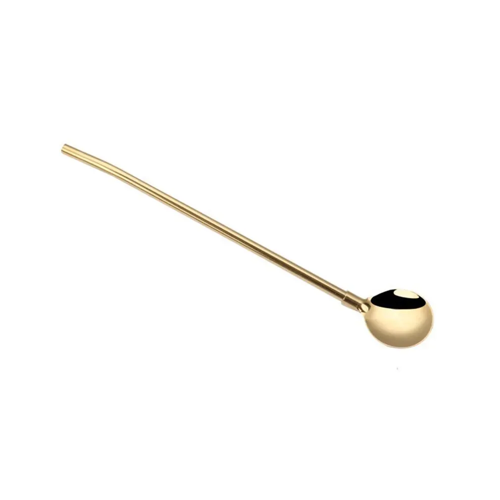 Eco-friendly Нержавеющая сталь ложки с длинной ручкой, питьевые соломки, Чай сито шейкер Кофе отфильтрованные ложки инструмент