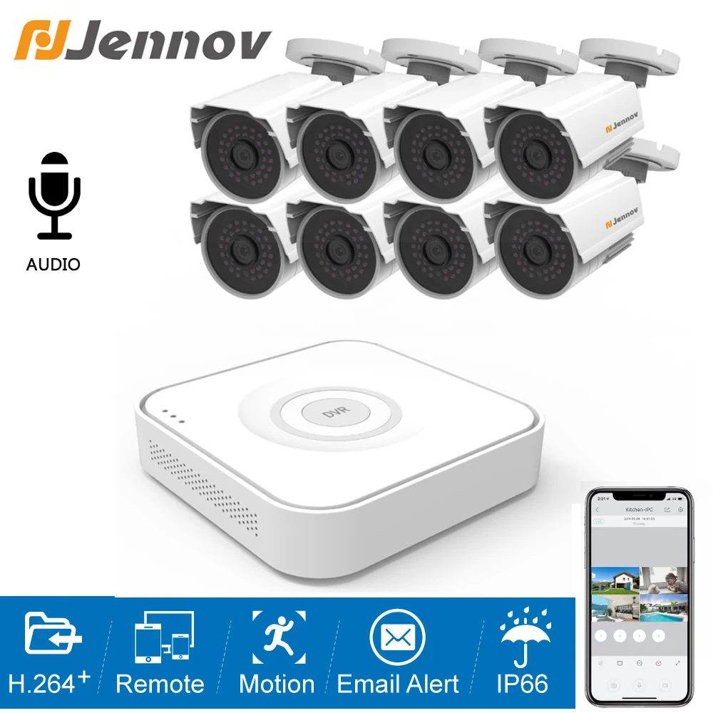 Jennov 8CH CCTV HDMI 1080P AHD NVR комплект Всепогодная уличная HD камера домашняя система видеонаблюдения DVR ночное видение