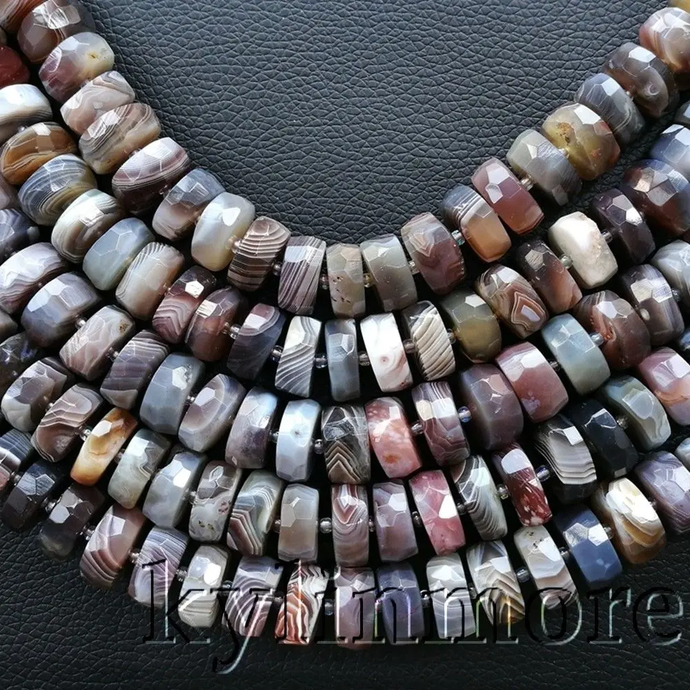 

7x15mm Natural BotswanaOnyx Rondelle Faceted Loose Beads 15.5" Strand
