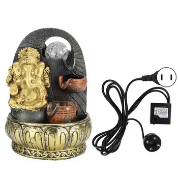 

Figurine Desktop Ganesh Statue Fountain Decoration Flowing Water Ornament with Light and Ball Housewarming Gift Home