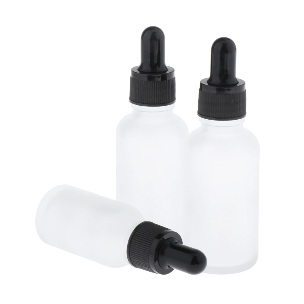 3Pcs Empty Eye Dropper Bottles Essential Oils Dispenser Perfume Glass Liquid Pipette Vials 30ml