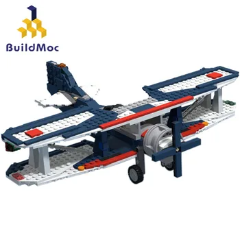 

BuildMoc Technic Biplane City Plane Aircrafts MOC-14167 Building Blocks Bricks Creator Education Toys For Children Gifts 461PCS