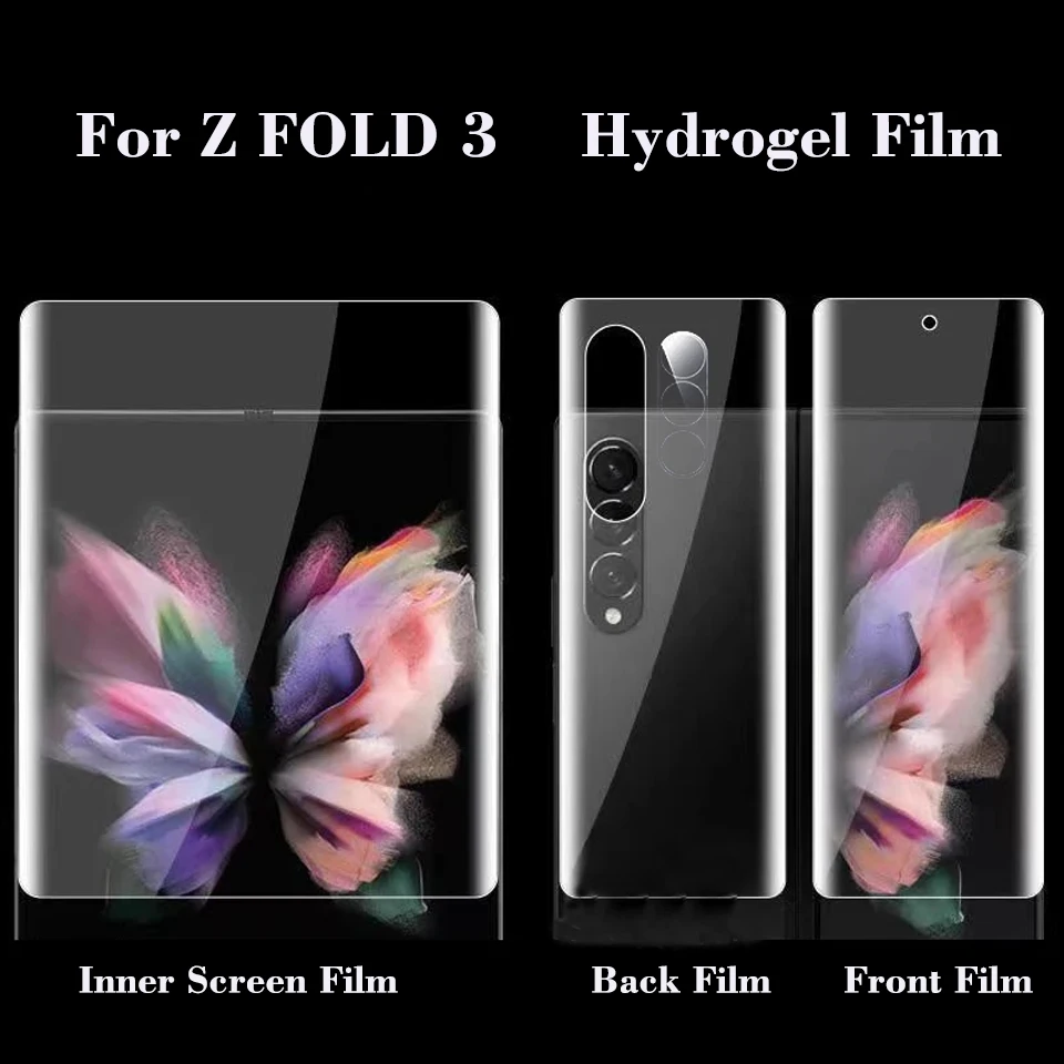 50Pcs 3 in1 Full Cover Soft Hydrogel Film Case For Samsung Galaxy Z Fold 3 2 ​Front Back Screen Protector Camera Film Not Glass