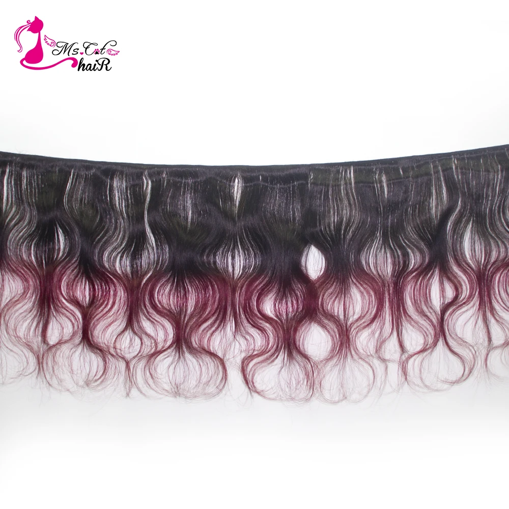 Ms Cat Hair Ombre 1b 99j пряди волос 3 10 26 дюймов темные корни с # волнистые волосы
