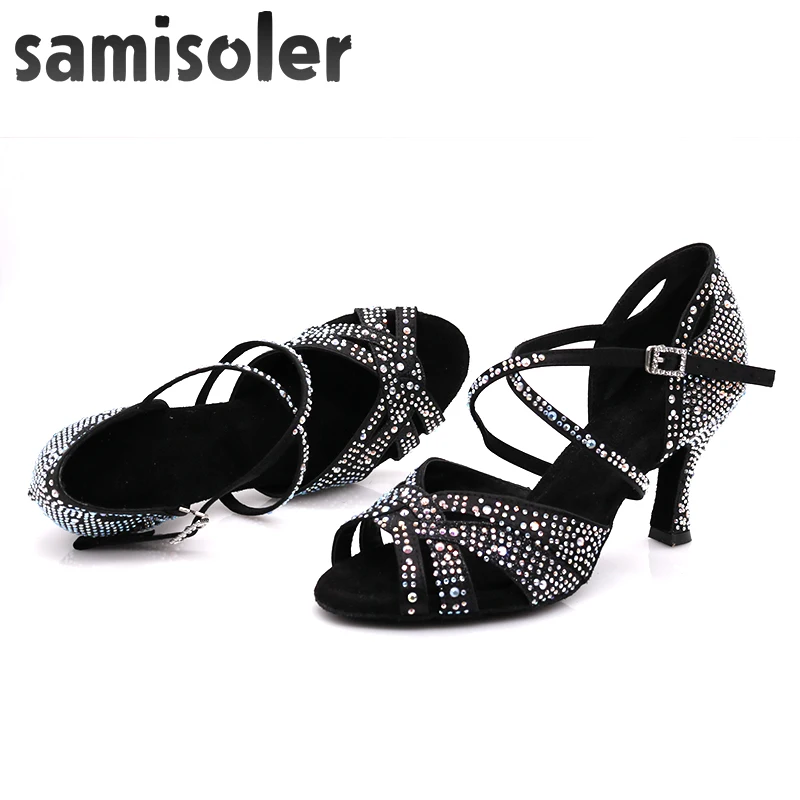 Samisoler; босоножки со стразами; Туфли для латинских танцев Для женщин туфли латинских Танцы, обувь для женщин, танго, джазз бальная танцевальная обувь Для женщин