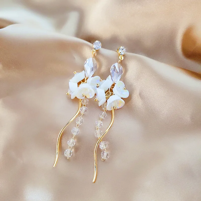 

New Design Sweet Jewelry Spray Paint Dangle Earring With Flower Earrings Statement Trendy Brincos for Girls Gift Pendientes