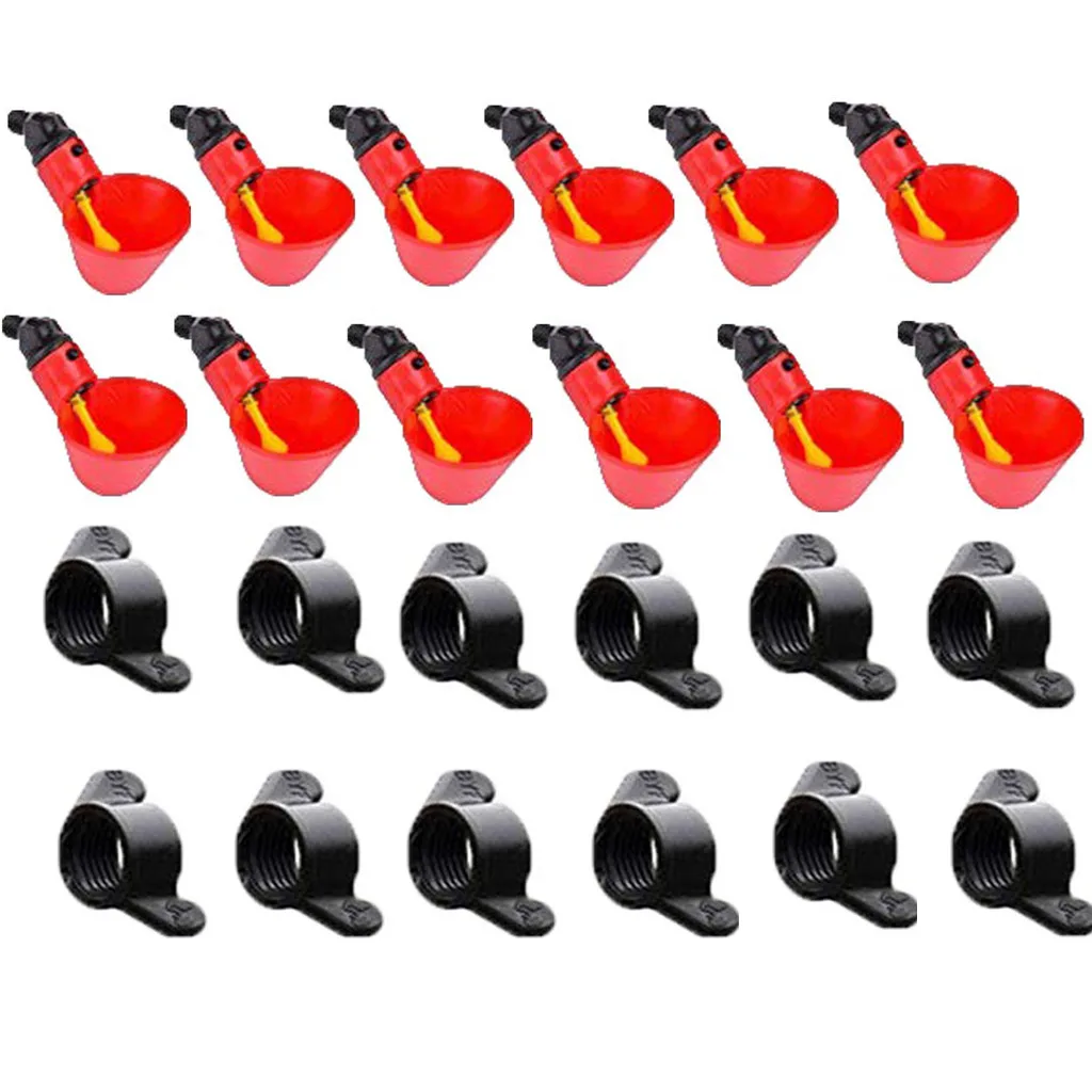 12pcs Feed Automatic Bird Coop Poultry Chicken Fowl Drinker Water Drinking Cup For Chicken Feeder Fowl Cook Bowl Wholesale #LR4