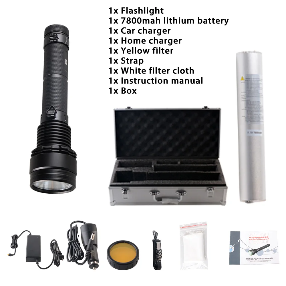 

Super bright rechargeable tactical torch high power aluminum LED flashlight 30W white/yellow waterproof patrol searchlight