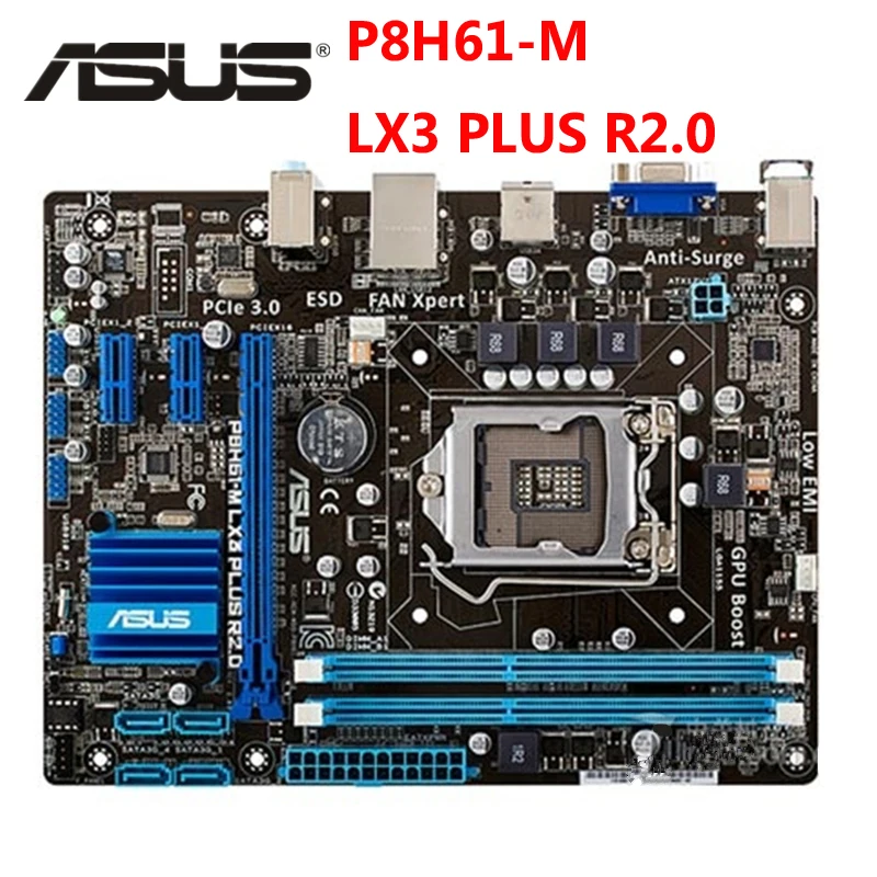 LGA 1155 ASUS P8H61 M LX3 PLUS R2.0 Оригинал LX материнская плата uATX DDR3 DVI VGA USB2.0 16GB настольная
