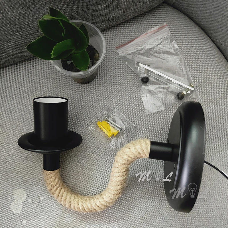 Wall Lamp American Country Hemp Rope Retro Wall Sconce Living Loft Lighting Stairs Vanity Indoor Lamp