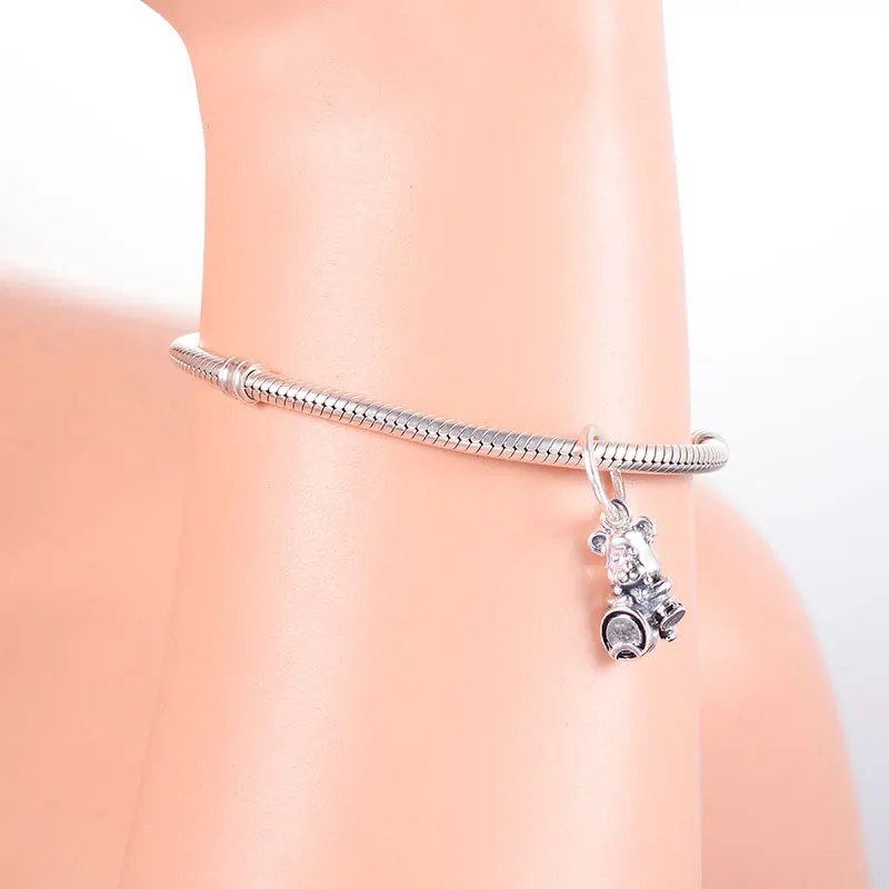 925 Серебряный Рок Панк медведь корона музыка бусы для танцев кулон подходит