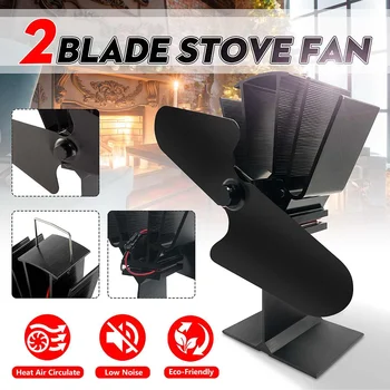 

2 Blade Silent Fireplace Heat Powered Stove Fan komin Log Wood Burner Friendly Quiet Eco Fan Home Efficient Heat Distribution