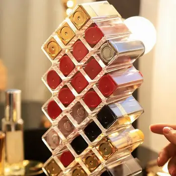 

16 Grid Lipstick Storage Box Transparent Acrylic Lipstick Fish Large Storage Display Organizer Cosmetic Type Rack Stackable S5L9