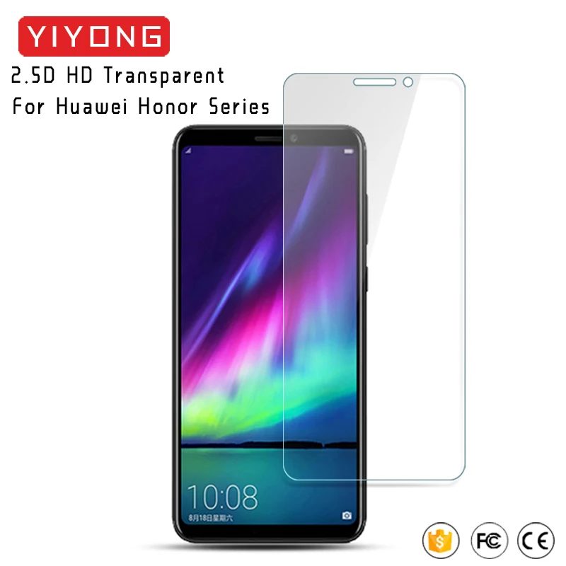 25 шт./лот YIYONG закаленное стекло для Huawei Honor 10 Lite View 20 V10 V20 V9 Защитное экрана 9 8 8C 8X