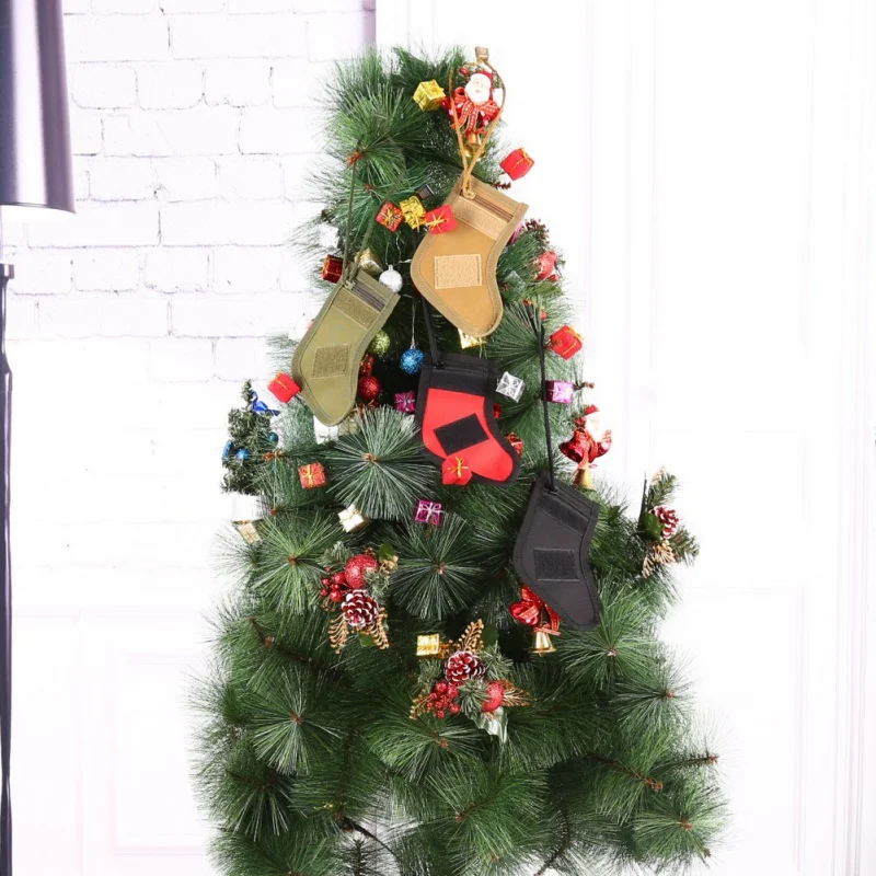 

Molle Christmas Stocking Zipper Flat Pouch Tree Hanging Ornament Hook And Loop Fastener Pendant