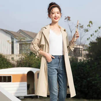 

NEWSYNC Female Trench Coats Plus Over Size 2020 New Women Spring Autumn Windbreaker Turn-down Collar Ladies Outerwear with Belt