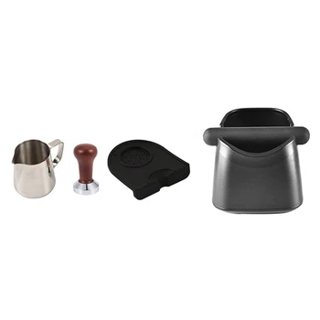 

1 Set Base Wooden Handle Coffee Powder Hammer & 1 Pcs Coffee Knock Box,Knock Box Manual Grinder