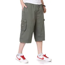 Летние модные мужские повседневные шорты, хлопковые свободные короткие брюки-карго, пляжные брюки средней длины с карманами размера плюс 3XL 4XL