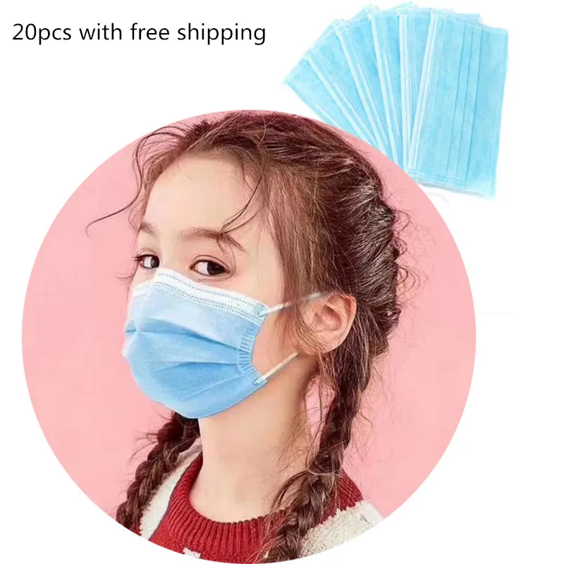 

20pcs Kids Flat Mask Earloop Disposable Surgical 3ply Face Mask For Kids
