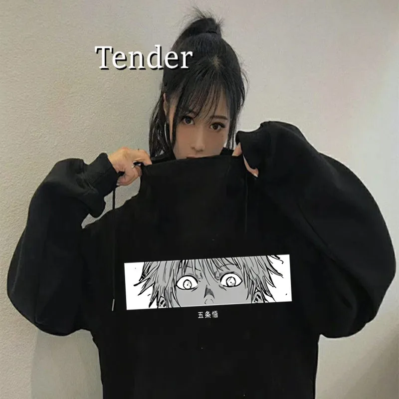 

Jujutsu Kaisen Satoru Hoodie Gojo Eyes Japanese Anime Loose Long Sleeve Womens