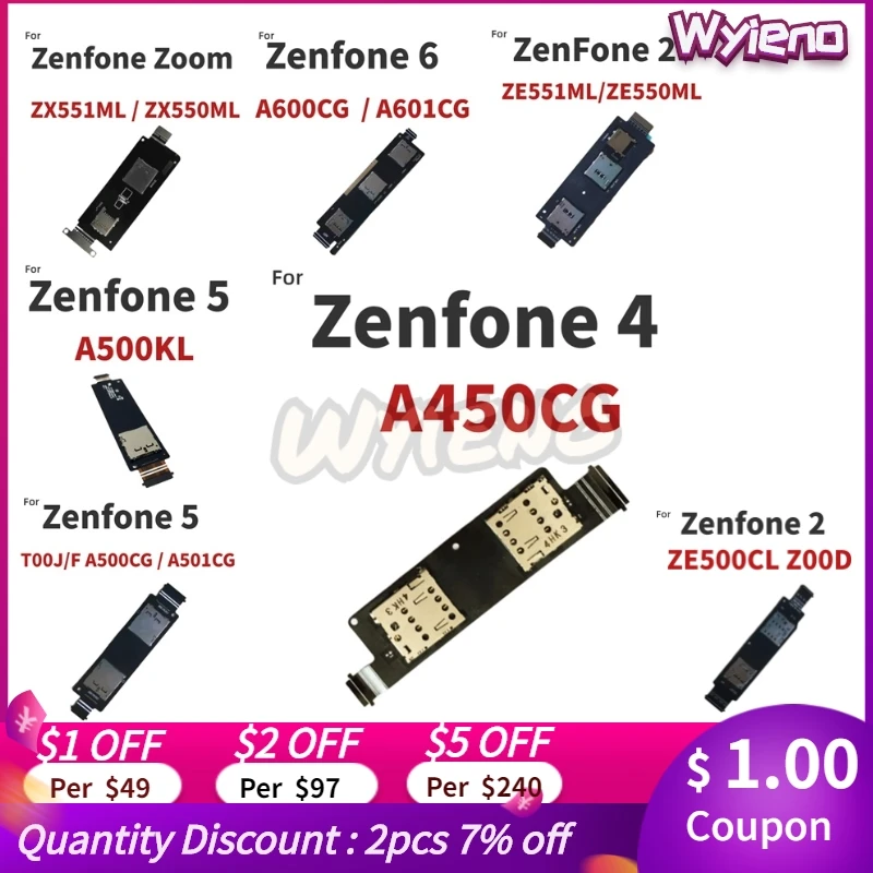 Устройство для чтения SD карт памяти Wyieno Asus Zenfone 2 4 5 6 Zoom ZE500CL Z00D ZE551ML ZE550ML|flex cable|sim