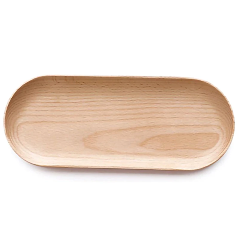 

NHBR-Wooden Tray Dinner Plate Food Dessert Coffee Plates Storage Trays Solid Wood Oval Cake Sushi Dish Bread Snack Tray