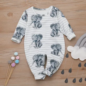 

New Born Baby Clothes Infant Baby Boys Outfits Autumn Winter Cartoon Elephant Romper Jumpsuit Playsuit Outfits Baby Costume